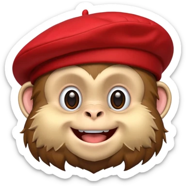 Monkey wearing red beret sticker