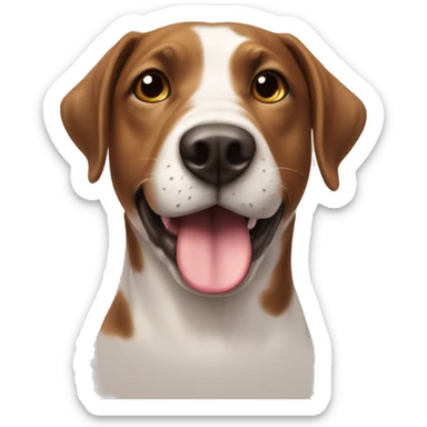 playful dog with tongue out and brown spots around eyes  sticker