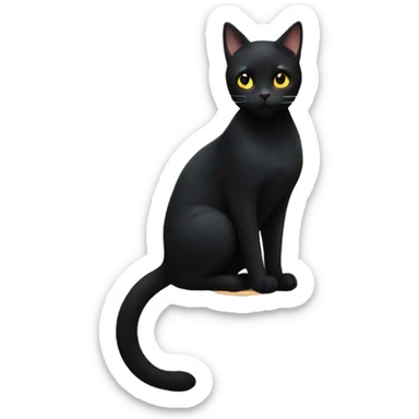 black cat looking at the moon sticker