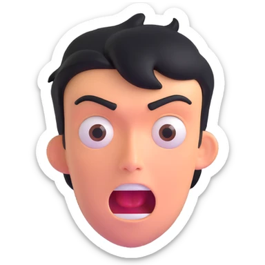 shocked face with exaggerated expression, 'what the freak' reaction sticker