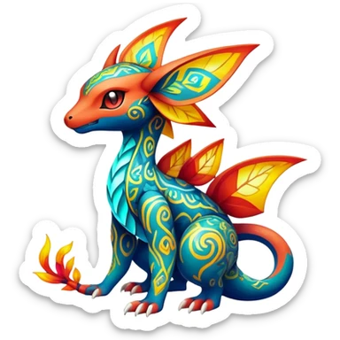 Elemental magical colorful exotic Pokémon-Fakémon-creature sticker