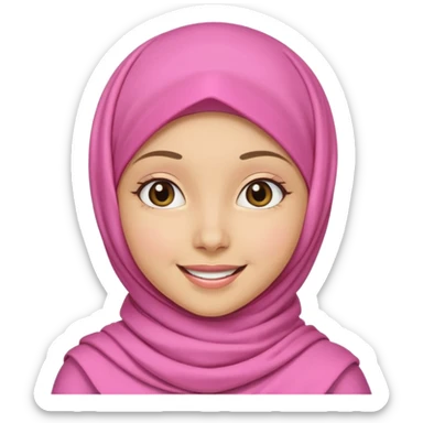 A medium light skin girl with pink hijab smile happily sticker
