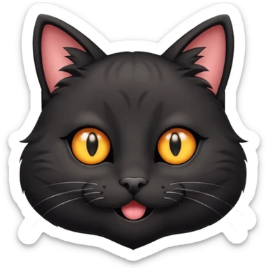 A black three-eyed cat with an eye in its forehead with a happy expression sticker