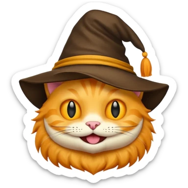 Simple yellow cat emoji wearing a sorting hat sticker