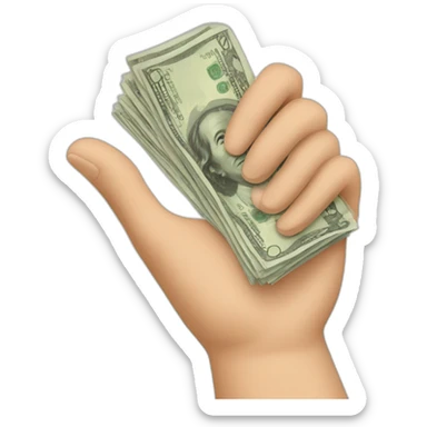 mano tirando billetes sticker