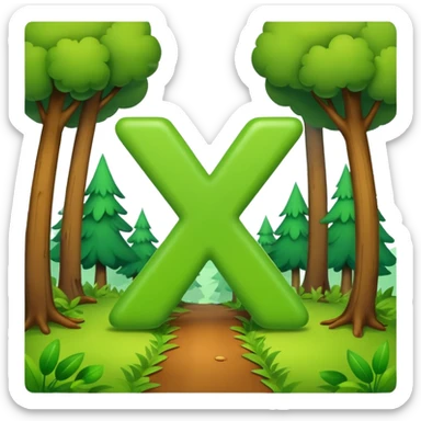 the letter X running around in the woods having an adventure sticker