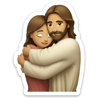 Jesus hugs a girl sticker