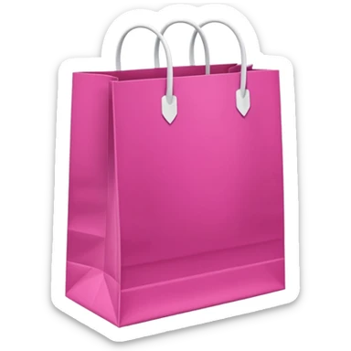 Fuchsia pink paper bag with white handles, repeating 'DRUNI' pattern in light pink and a vertical white 'DRUNI' in the center, iOS emoji style, shiny and realistic. sticker