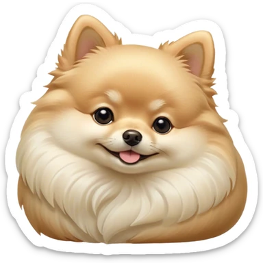 Meme-Worthy Cute Sleeping Cream Pomeranian Portrait Emoji, Head resting peacefully with a contented smile, showcasing a delightfully compact build and a luxuriously soft, fluffy cream Fur, eyes shut in a serene nap, Simplified yet hilariously adorable features, highly detailed, glowing with a soft, drowsy light, high shine, relaxed and utterly lovable, stylized with an air of playful laziness, bright and heartwarming, soft glowing outline, capturing the essence of a comically sleepy companion, so meme-worthy it feels like it could instantly become the next viral sensation of adorable slumber! sticker
