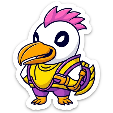 Louisiana themed luchador mask with pelican and New Orleans jazz elements sticker