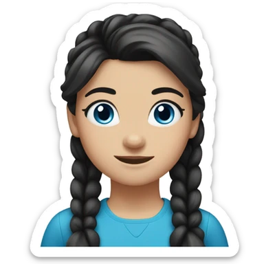 italian girl with black hair in a ponytail blue eyes sticker