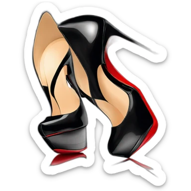 Louboutin Black patent Leather Lady Peep Toe Platform sticker