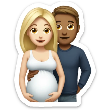 Blonde pregnant woman with brunette man sticker