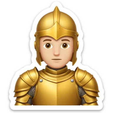a knight in gold armor sticker