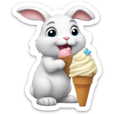 bunny eating ice cream sticker