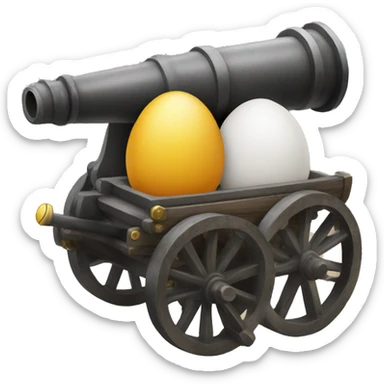 cannon with two eggs sticker