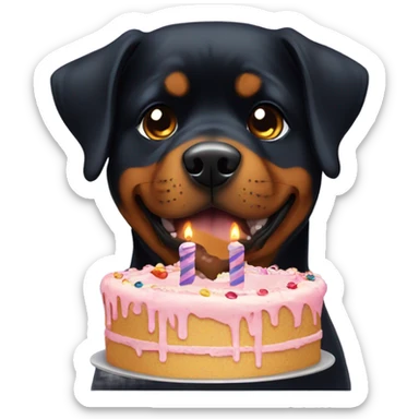Rottweiler with birthday cake  sticker