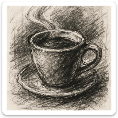 a cup of coffee in pencil sketch style sticker