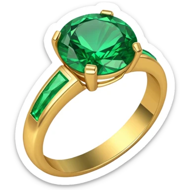 wedding ring with a emerald green stone sticker