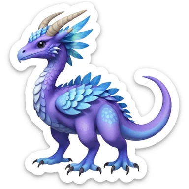 Raptorik scaley feathery horned Amaura-Aurorus-Pokémon-Fakémon-hybrid-fusion-creature, full body sticker