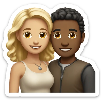Light skin couple smiling together romantically  sticker