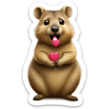 Quokka making a kiss and hearts sticker
