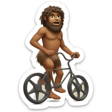 caveman with two wheels in his hand sticker