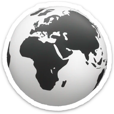 black and white world globe sticker