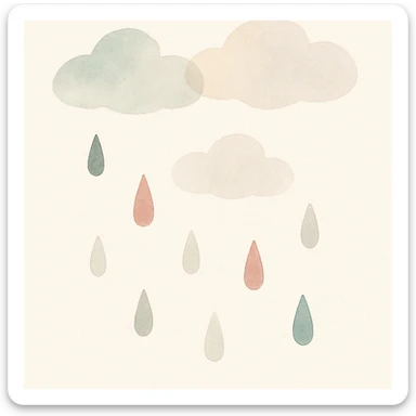 rain, watercolor art style sticker