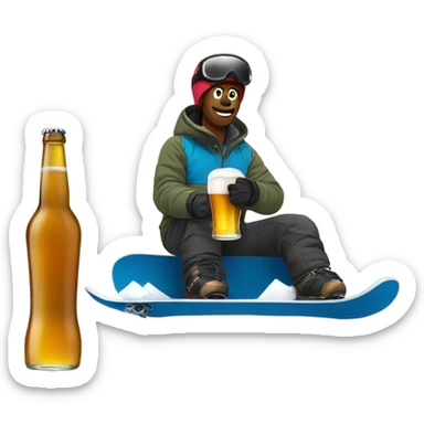 Snowboarding and drinking beer  sticker