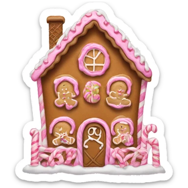 a pink gingerbread house sticker