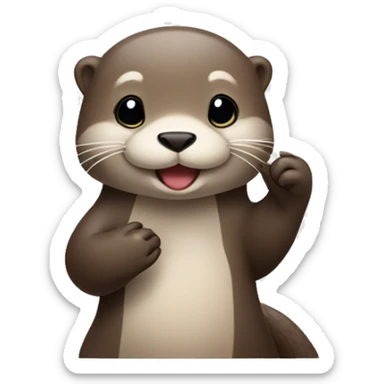  Cute otter making peace sign sticker