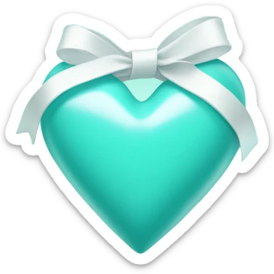 Tiffany Blue heart with white ribbon sticker