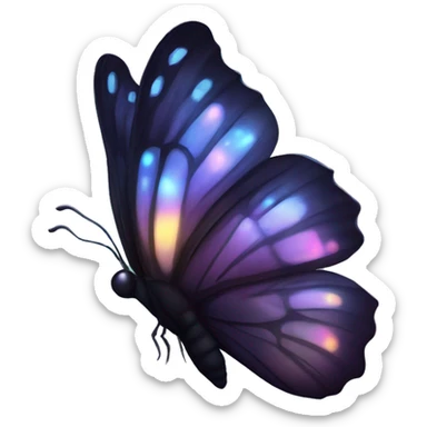 Dark iridescent butterfly glowing sticker