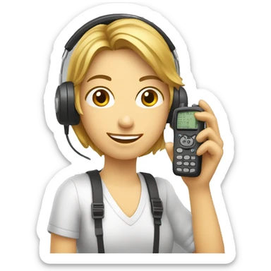 radioamateur avec talkie a la main sticker