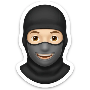 balaclava man with a mischievous grin sticker
