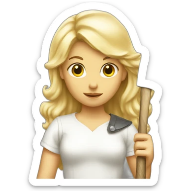 Blond Blonde Angel girl with axe sticker