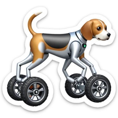 Very fast and sporty jumping racing Boston Dynamics robot beagle Sherlock Holmes robodog with large 8 off-road wheels for feet rc basher sticker