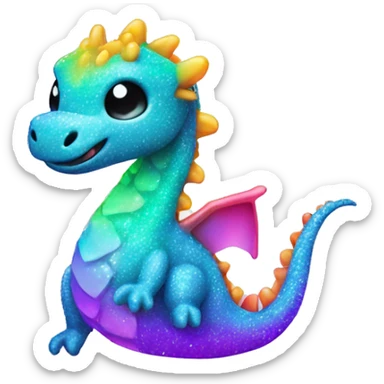 Baby Kawaii neon glitter sea dragon   sticker