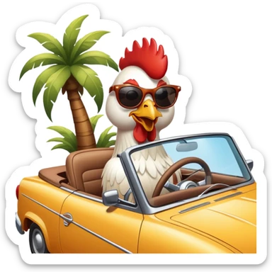 rooster in a convertible car sticker