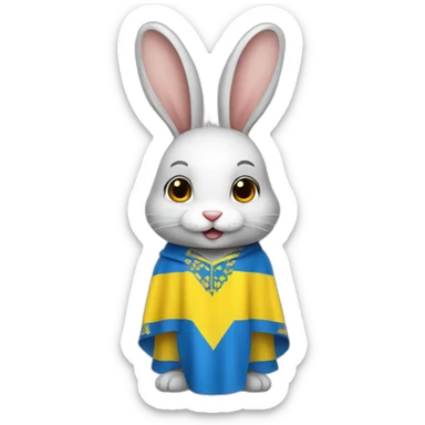 rabbit in a Ukrainian flag costume sticker