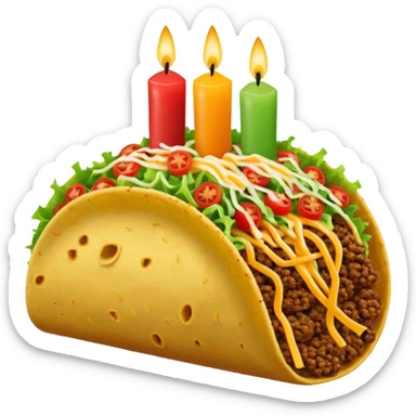 Taco with two birthday candles sticker