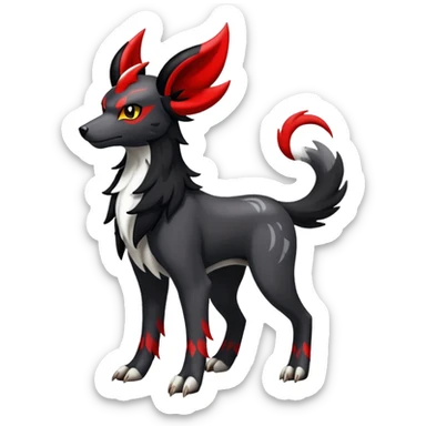 Shiny Exotic Excessive Mysterious Houndoom-Mightyena-Pokémon-Fakémon-hybrid-creature (full body) sticker