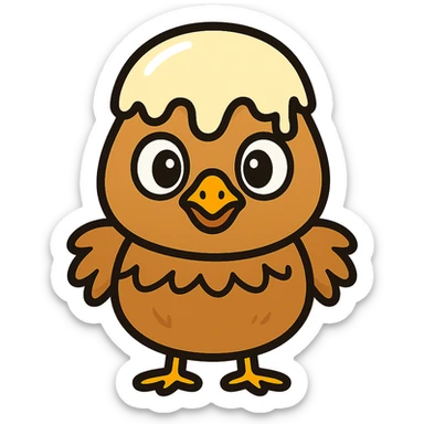 Make the butter on the chicken's head melting, in color outline style, keep the background transparent. sticker