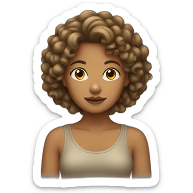 Tan girl with curly hair  sticker