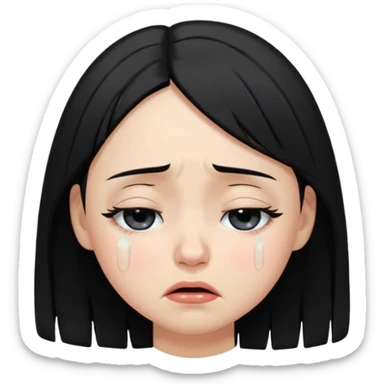 eye closed crying girl with black hair  sticker