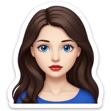 Woman with fair skin long brunette hair dark blue eyes and full lips sticker