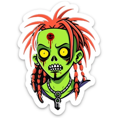 zombie with dreadlocks and a septum piercing sticker