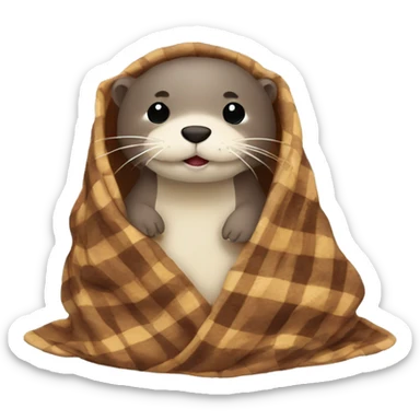 otter cozy in blanket sticker