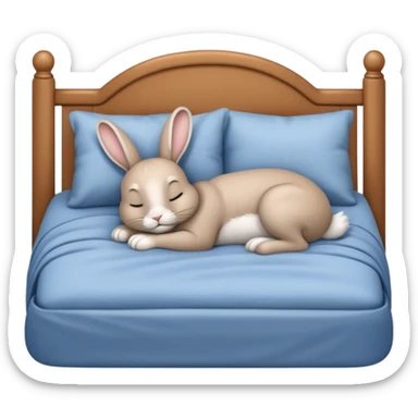 cartoon rabbit sleeping soundly in a big bed by itself with its eyes closed and no stuffed animals sticker